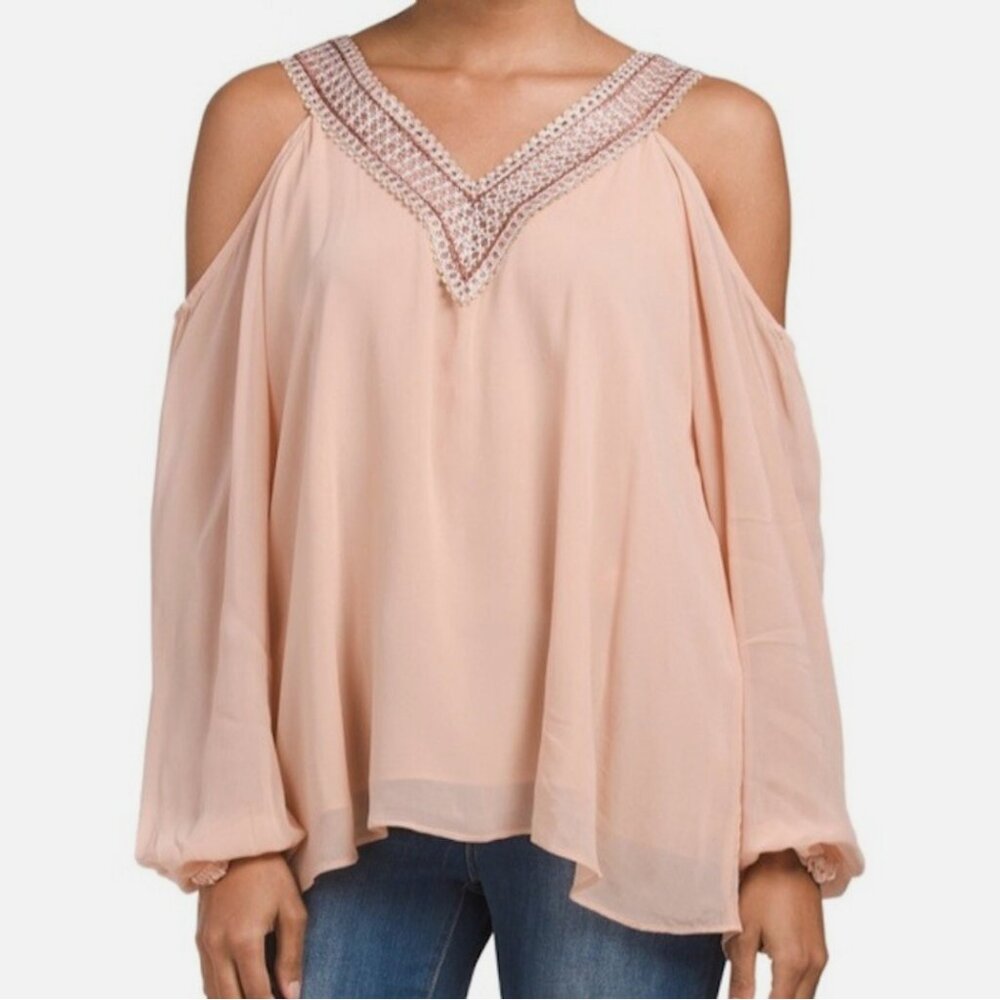 Love Sam Rosewater Cold Shoulder Blouse